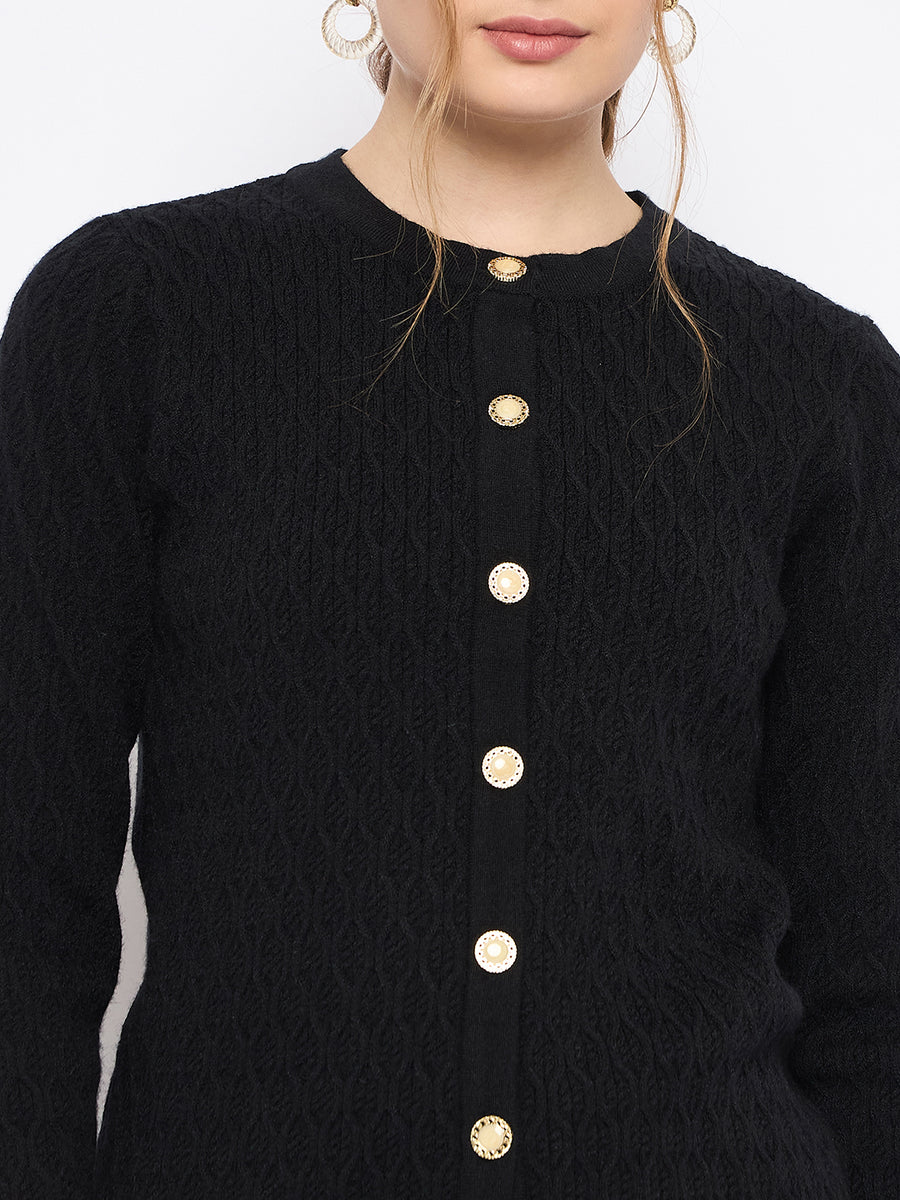 Madame Round Neck Black Cardigan