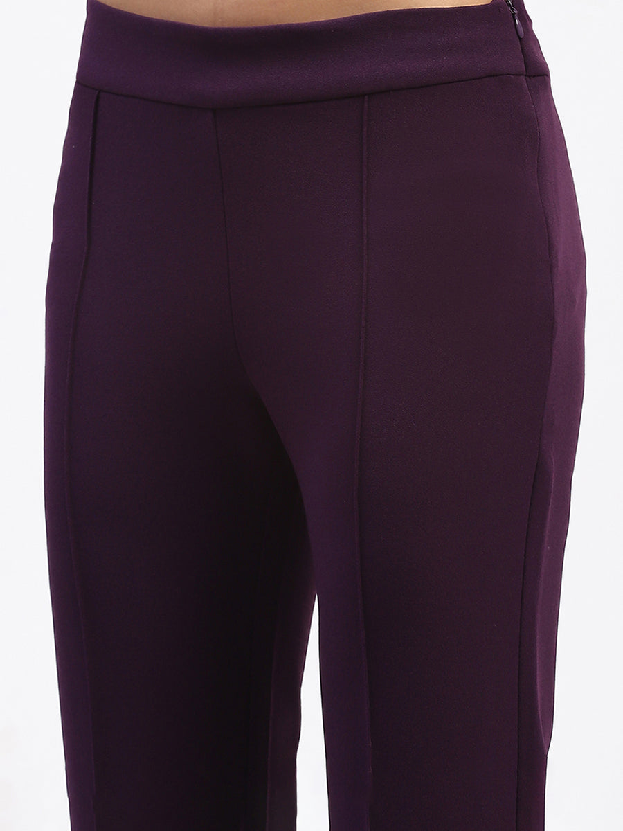 Madame Single Pleated Purple Flared Trousers