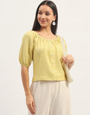 Madame Textured Solid Lime Top