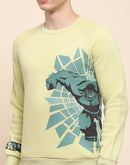 Camla Barcelona Graphic Printed Lime Green Cotton Sweatshirt