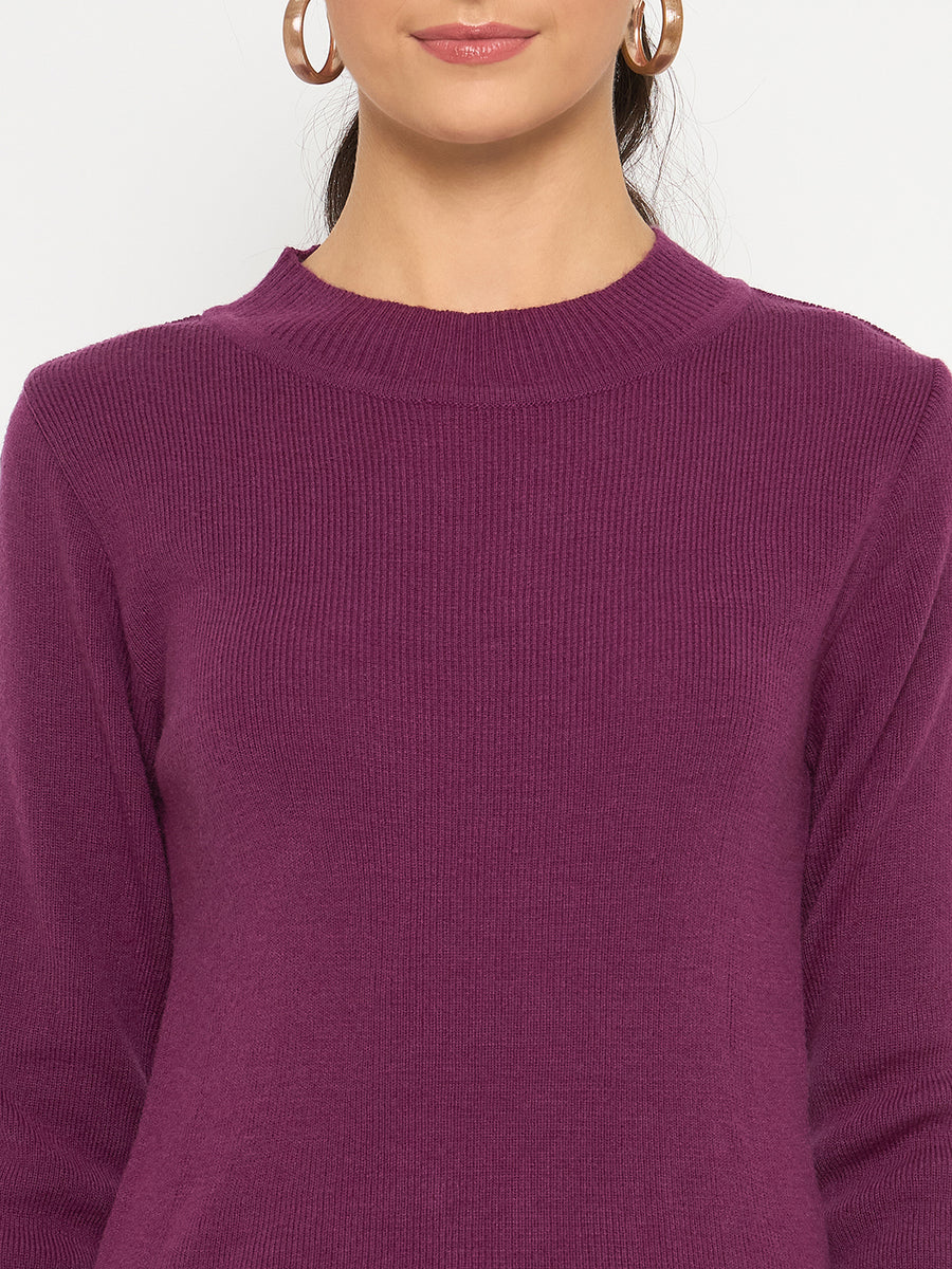 Madame Mock Neck Solid Purple Skeeve