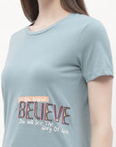 Madame Typography Powder Blue Regular T-Shirt