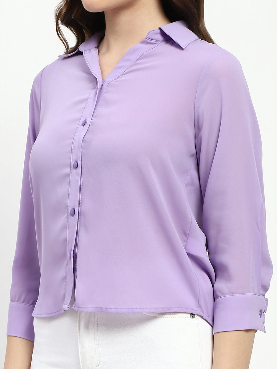 Madame Solid Purple Regular Shirt