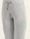 Madame Typography Print Solid Grey Cotton Track Bottom