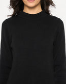 Madame Mock Neck Solid Acrylic Black Skeeve