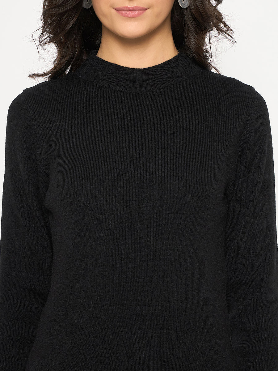 Madame Mock Neck Solid Acrylic Black Skeeve