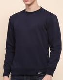 Camla Barcelona Cotton Solid Navy Blue Sweatshirt