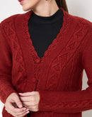 Madame Rust Red Cable Knit Acrylic Sweater