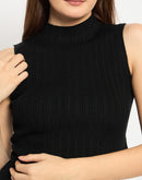 Madame Mock Neck Black Sleeveless Sweater