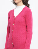 Madame Full Sleeve Button Down Pink Cardigan