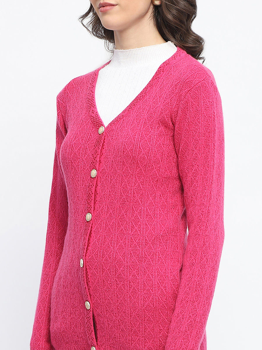 Madame Full Sleeve Button Down Pink Cardigan