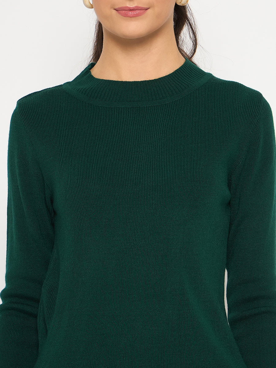 Madame Mock Neck Solid Green Skeeve