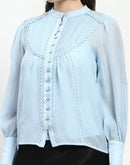 Madame Bridgerton Lacework Sky Blue Nylon Shirt