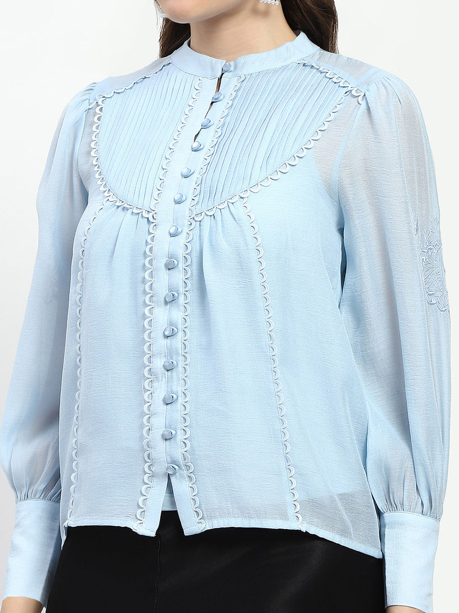 Madame Bridgerton Lacework Sky Blue Nylon Shirt