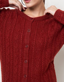 Madame Self Design Crew Neck Rust Cardigan