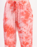 mSECRET Tie Dye Coral Typography Print Two Piece Night Suit