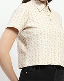 Madame Bridgerton Beige Cotton Polo Top