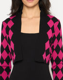 Madame Geometric Print Shrug and Solid Dress Magenta Ensemble