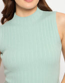 Madame Mock Neck Mint Green Sleeveless Sweater