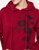 Madame Floral Print Adorned Cotton Blend Red Sweatshirt