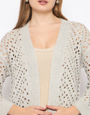 Madame Lace Detailed Semi Sheer Light Grey Shrug