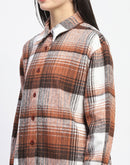 Madame Plaid Pattern Collared Brown Shacket