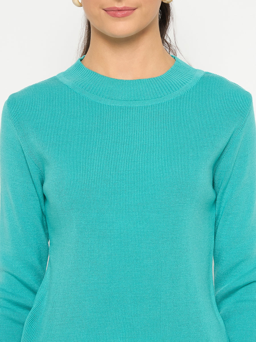 Madame Mock Neck Solid Sea Green Skeeve