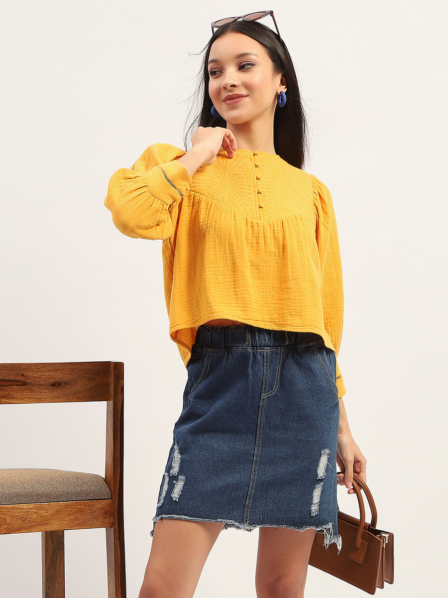 Madame Bishop Sleeve Mustard Yellow Top