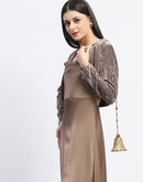 Madame Cowl Neck Golden Satin Maxi Dress