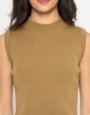 Madame Mock Neck Sleeveless Camel Skeeve