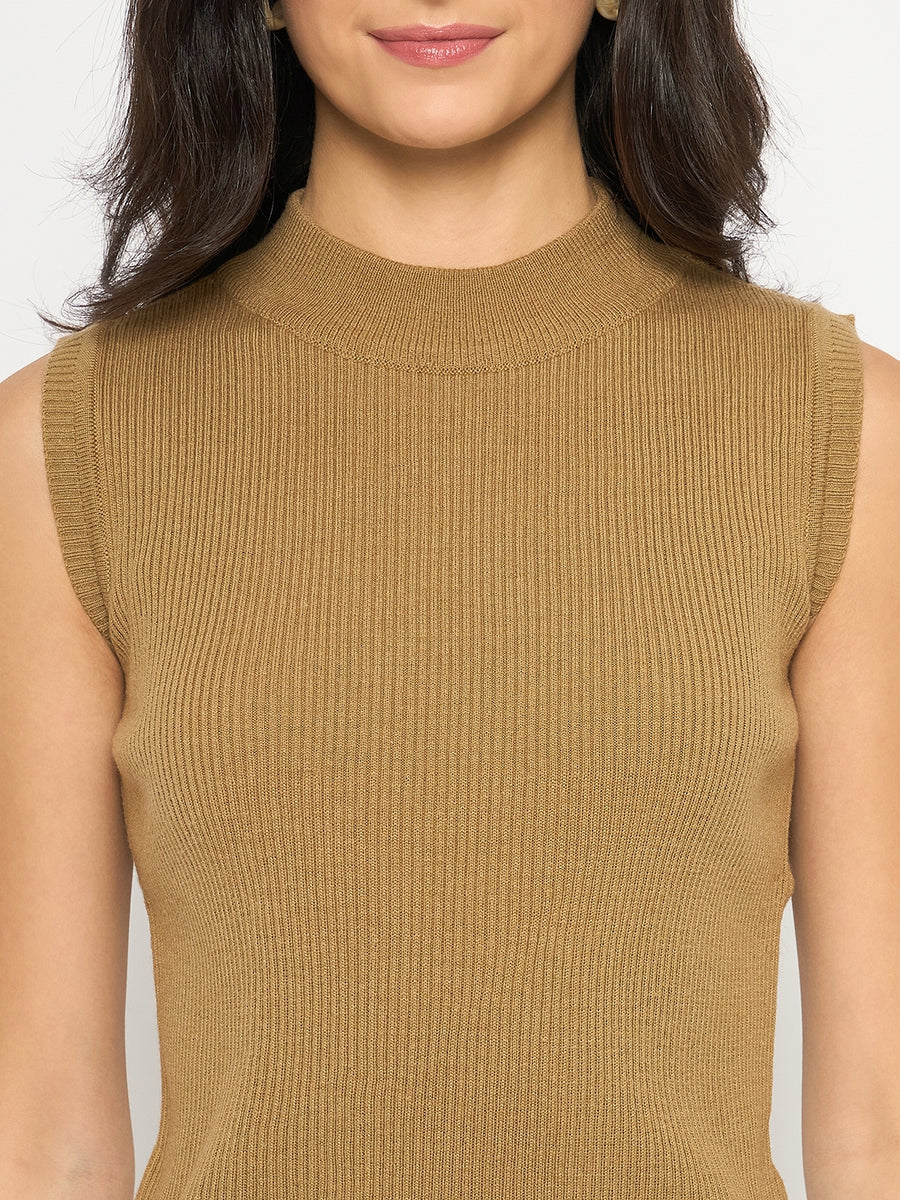 Madame Mock Neck Sleeveless Camel Skeeve