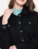 Madame Cotton Blend Jet Black Denim Jacket