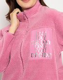 Madame Taffeta Patch Zipped Pink Fur Sweatshirt