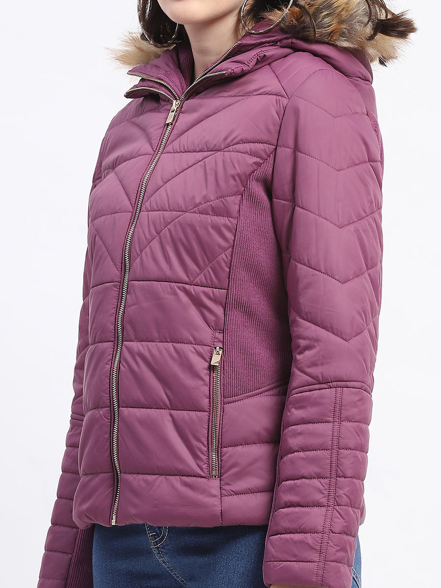 Madame Corduroy Two In One Plum Quilted Jacket