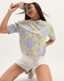 Madame Tie Dye Typography Adorned Cotton Mauve Top