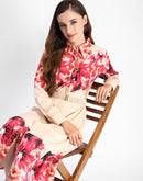 Madame Floral Printed Button Down Shirt A-Line Dress