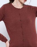 Madame Crew Neck Button Down Brown Cardigan