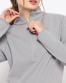 Madame Polar Fleece Half-Zipper Grey Sweatshirt