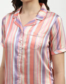 mSECRET Multicolour Striped Peach Nightsuit