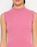 Madame Mock Neck Sleeveless Pink Skeeve