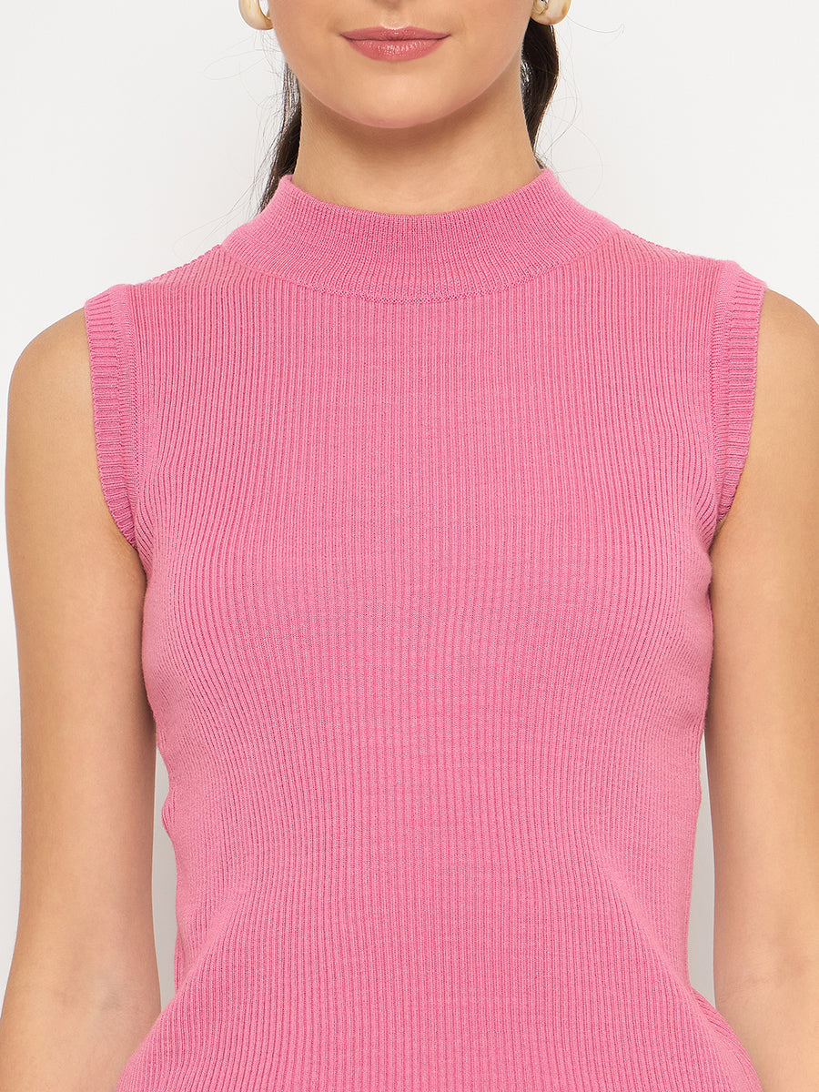 Madame Mock Neck Sleeveless Pink Skeeve