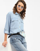 Madame Front Pocket Light Blue Denim Shirt