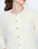 Madame Self Design Crew Neck Off White Cardigan