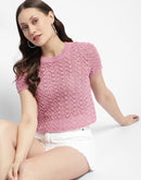 Madame Pink Knit Short Sleeve Top