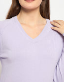 Madame V Neck Skinny Fit Mauve Sweater