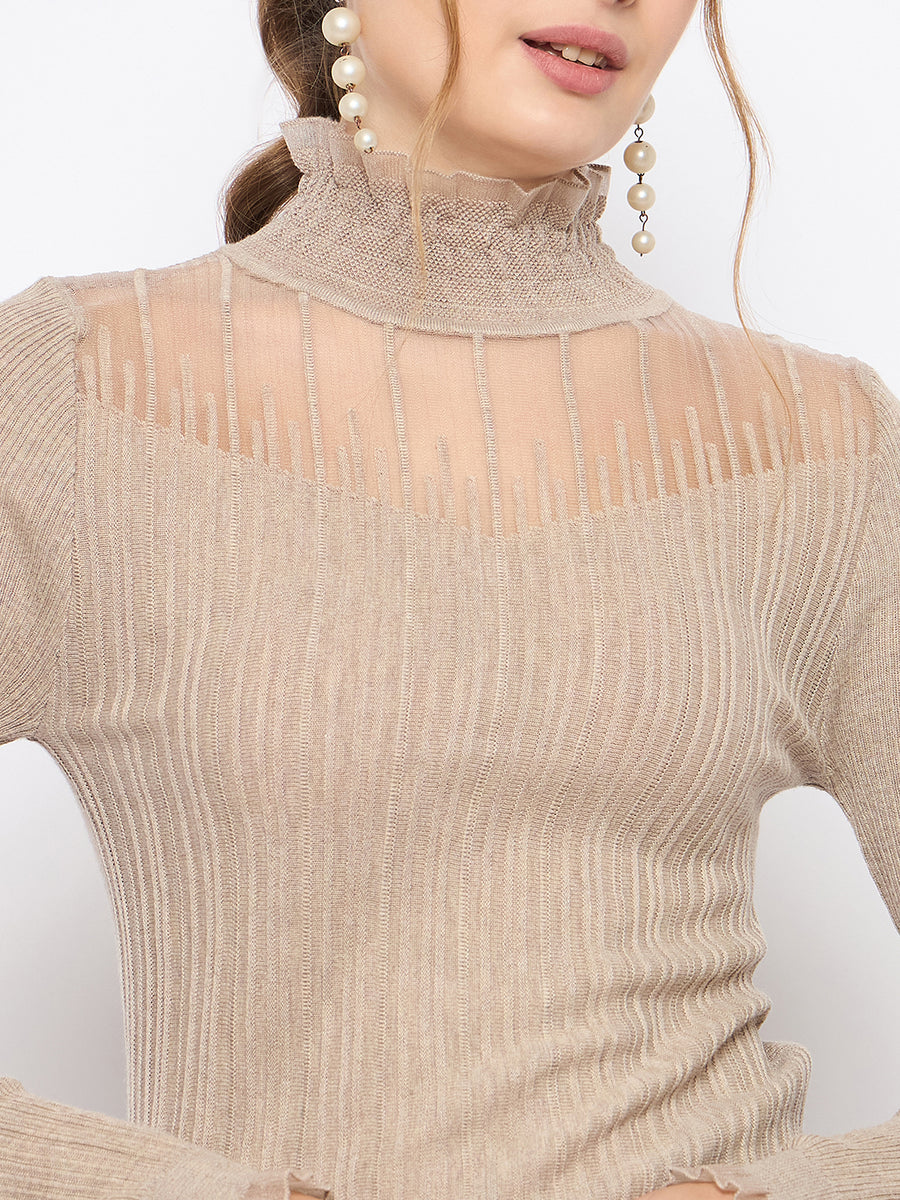 Madame Semi Sheer Fawn Knitted Top