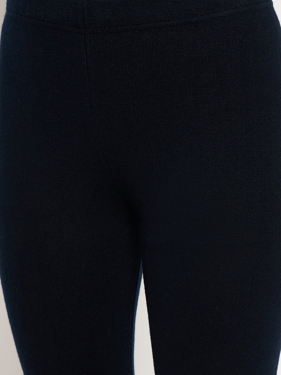 Madame Skinny Fit Solid Navy Blue Tights