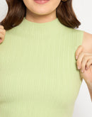 Madame Mock Neck Lime Green Sleeveless Sweater