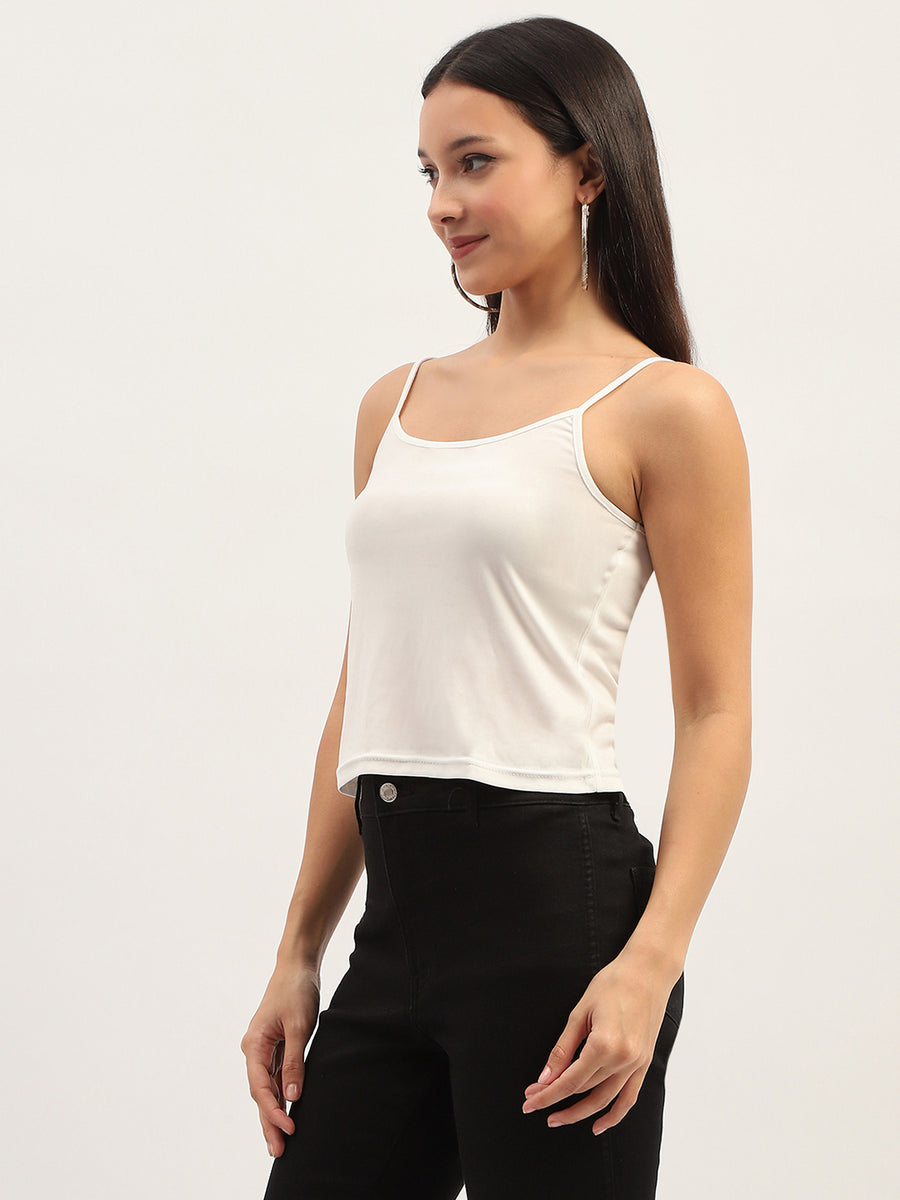 Madame Lace Detailing Solid White Top