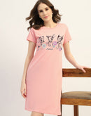 mSECRET Printed Peach Cotton Night Dress